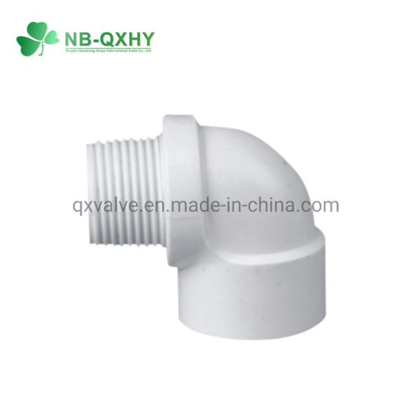 Quality PVC Pressure Male Thread Fittings 90 Degree Elbow BS Standard QX Wall Thickness Pn16 wholesale