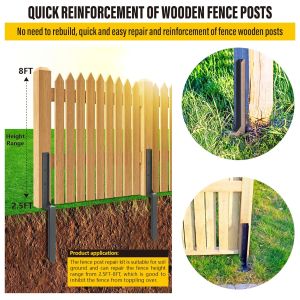 Strong Iron Fence Post Repair Stakes Ground Spike for Fixing Tilted/Broken Fence