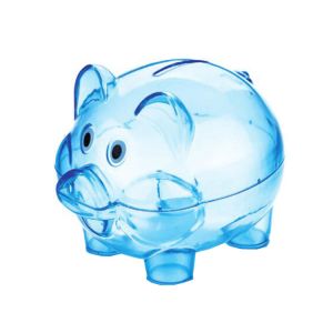 China Personalized Transparent Plastic Piggy Bank For Coins Cash Gifts on sale