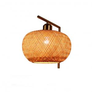 China OEM Round Rattan Wall Lights , Bamboo Rattan Lantern LED Light Source on sale