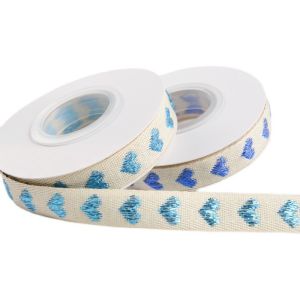 16mm*9m Heart Pattern Jacquard Cotton Ribbon For Clothing Accessories