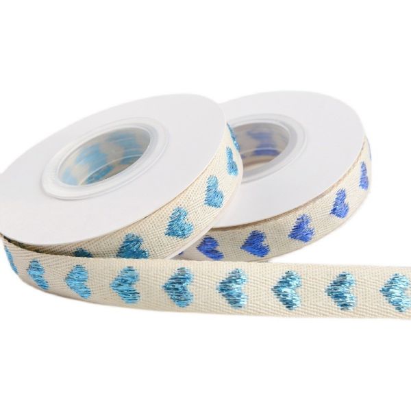 16mm*9m Heart Pattern Jacquard Cotton Ribbon For Clothing Accessories
