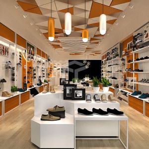 Golden White LED T4 Shoe Display Wall Shelf OEM 3D Print Deign