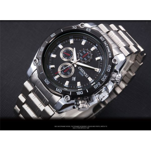 029B Stainless Steel Watches for Man Business Watch Quartz Analog Watches 3 Subdials Watch