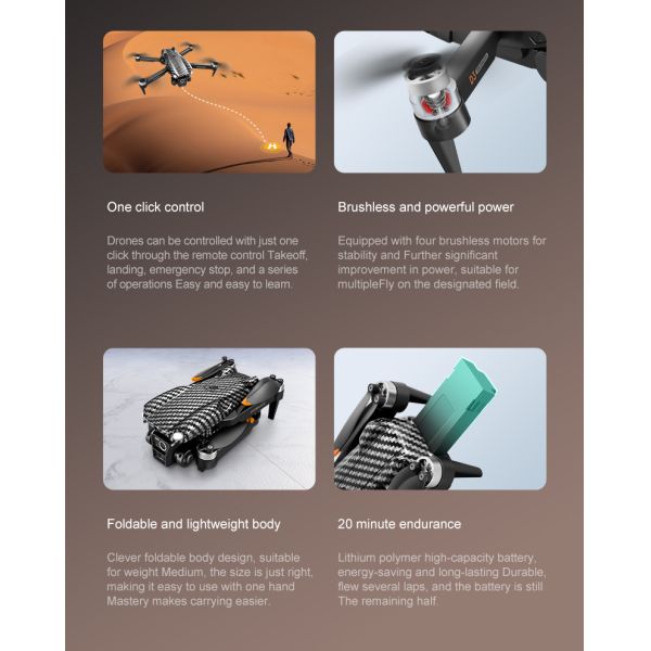 Beginner Operator Skill Level Portable RC Drone with Obstacle Avoidance and Triple Camera D3 Pro 4k Brushless Motor