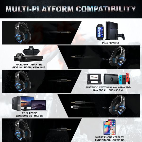 Retractable 100mA Wired Stereo Gaming Headset ABS PC Onikuma K1 PRO