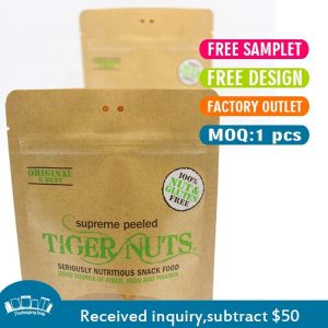 Kraft Stand up Pouch Printed Paper Tea Bag Custom Zipper Lock Heat Seal Printed