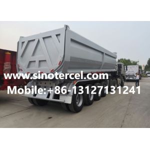 4Axles 42CBM White Tipper Dump Semi Trailer With 80 Tons Loading Capacity