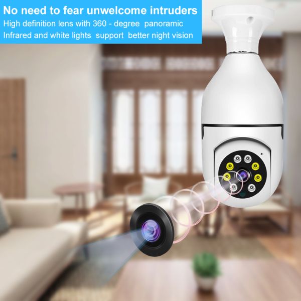 360 Degree Color Night Vision Wireless Wifi Light Bulb Camera Home Security CCTV Camera