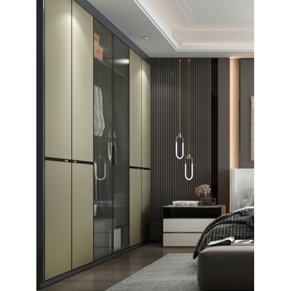 Light Gray Flat Panel Modern Wardrobe Doors 22mm Thickness High Durability