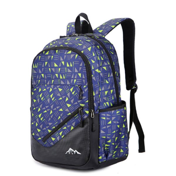 Nylon Casual shcool Backpack for kids blue camouflage with triangle