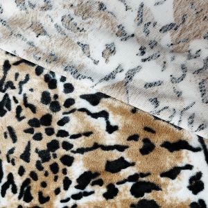 PV Fleece Faux Fur Plush Fabric For Shoes Garments Upholstery Leopard Printed
