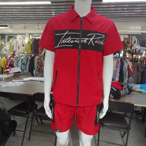 Custom Logo Nylon Polyester Zip up Summer Jogging Suits Clothes Mens 2 Piece