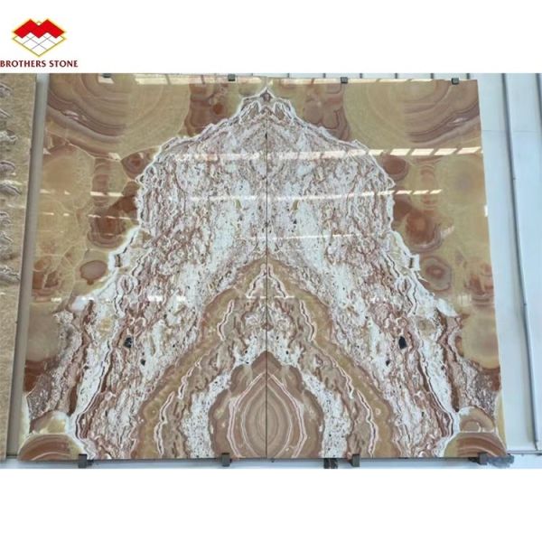 Modern Design Polished Marble Bookmatch Tile Custom Backlit Red Dragon Jade Onyx