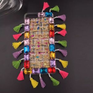China Acrylic European Style Color Drilled Around Tassels Back Cover Cell Phone Case For iPhone 7 6s Plus on sale