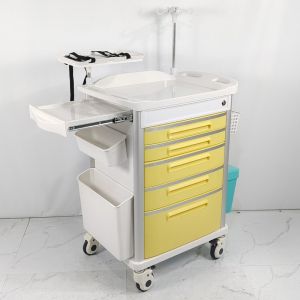 5 Drawers Trauma Cart With Ergonomic Handles , Hospital Emergency Trolley