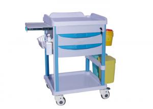 China Double-Side Tray Drawers Medicine Cart Stainless Steel With Swivel Casters on sale