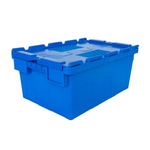 600x400x260mm Heavy Plastic Stackable Turnover Crate with Lid Custom Logo