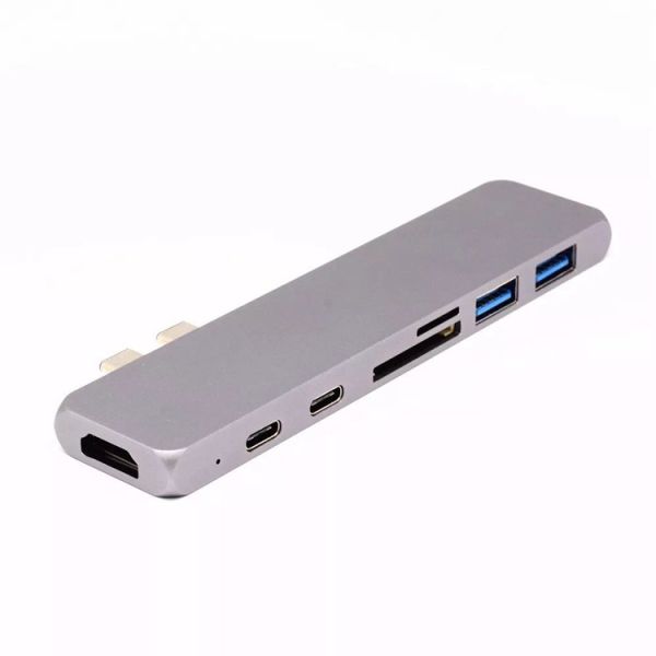 Amazon 2018 Aluminum Thunderbolt 3 USB-C Hub USB Driver 7 Ports Dual Type C Hub