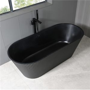 Modern Black Acrylic Drop In Bathtubs Embedded Soaking With Overflow 60 X 42