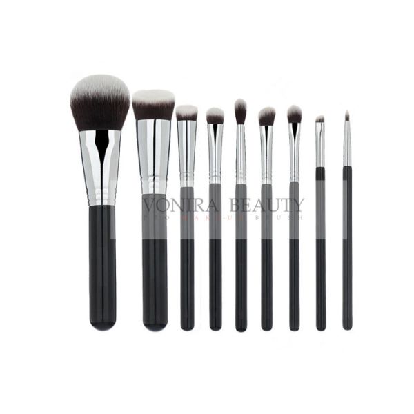 Quality High end Synthetic Hair Black Handle Mass Level Makeup Brushes Set 9pcs wholesale