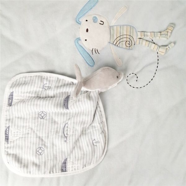 Quality Custom Plush Animal Dolphin Soft Baby Doudou Comforter Plush And Stuffed Fish Toy wholesale