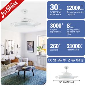 42 Inch Retractable Crystal Chandelier Ceiling Fans Indoor use