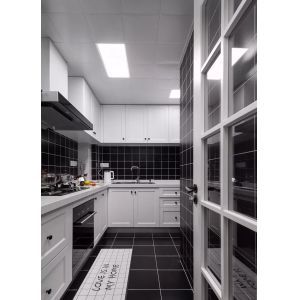 Modern White Flat Panel MFC Melamine Customized Kitchen Cabinets