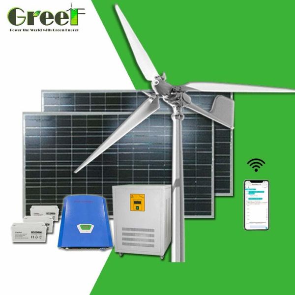 Low Noise Mini Grid Tie Inverter Pitch Control Wind Turbine Generator 5kw For