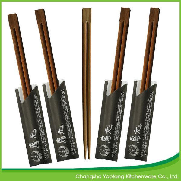 Quality Carbonized Black Bamboo Chopsticks Disposable 24cm With Semi Closed Paper Sleeve wholesale