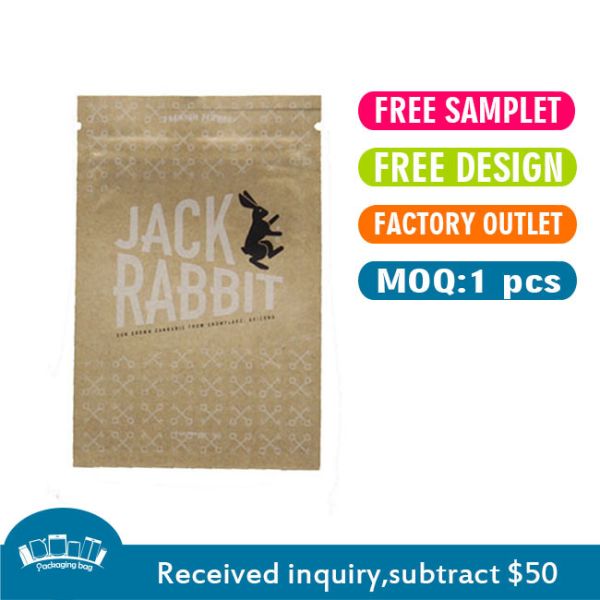 Paper Kraft Bag Stand up Zipper Kraft Paper Pouch Waterproof Zipper Sealed Resealable