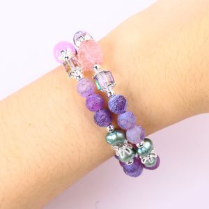 8MM Handmad DIY Weathered Agate Crystal Round Bead Adjustable Double Layer