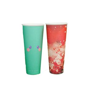 Customized Biodegradable Blind Box Gift Paper Cup for Boba Milk Tea with Lid