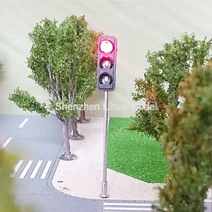 model 1:87 Mini Traffic Light,3 aspect signal metal lamp post,model three aspect