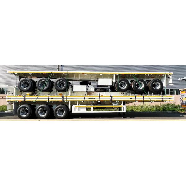 CIMC 50T 12500*2500*1530mm 12r22.5 Leaf Spring Suspension Lowbed Flatbed Container Semi-Trailer for South Africa the Middle East