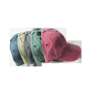 Plain Distressed 5 Panel Baseball Caps 56cm Unstructured Dad Hat