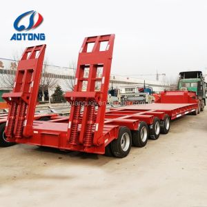 100 Ton Capacity Low Bed Trailer with Leaf Spring Suspension and Double Step