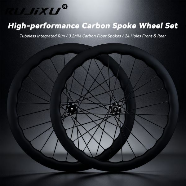 Quality 700C 4550mm Carbon Fiber Wheelset with 3.2mm Spokes and Shimano 7-12 Speed Compatibility wholesale
