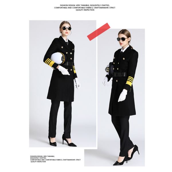 Unisex Woolen Jacket Captain Long Woolen Coat Nizi British Navy Thickened Winter Clothes