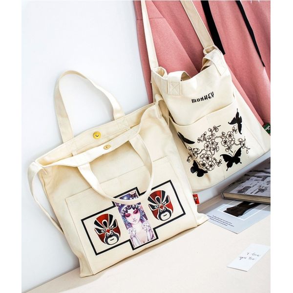 Canvas shoulder bag 2018 Korean version of new personalized shopping bag fashion