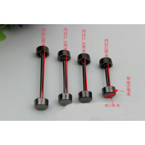 DIY bag accessories all kinds of size gunmetal color metal light gold dumbbell barbell rivet stud for bags