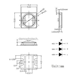 Hot Sale High Power SMD 5050 RGB LED Chip 1.5W 6 Pin RGB 400-500mW Clear Bead