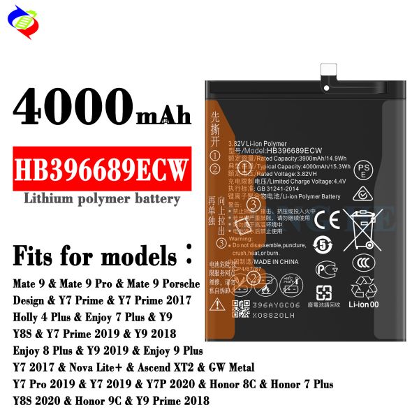 Rechargeable Battery for Huawei Mate 9 Pro Y9 Prime 2019 HB396689ECW Black Color