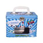 High Quality Rectangle Shape Suitcase Tin Box with Handle Custom Metal Lunch Box