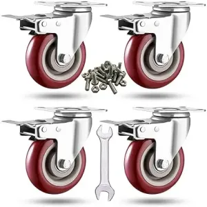 300Lbs Load Capacity Workbench Casters With Zinc Plated Finish