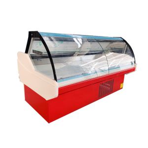 R404a 2M Deli Display Refrigerator Curved Glass Meat Showcase