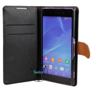 novel pu leather protective Case For sony z2 ,various colors available