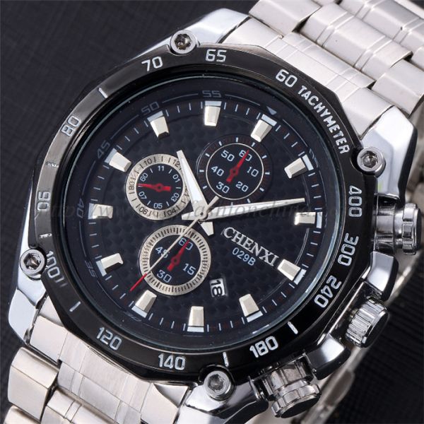 029B Stainless Steel Watches for Man Business Watch Quartz Analog Watches 3 Subdials Watch