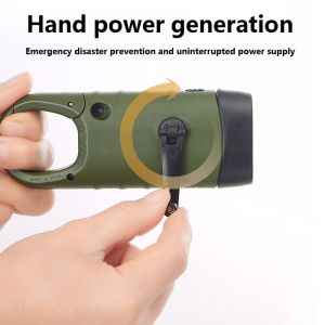 USB 4W LED Solar Light Portable Hand Cranked Flashlight Emergency Power Bank
