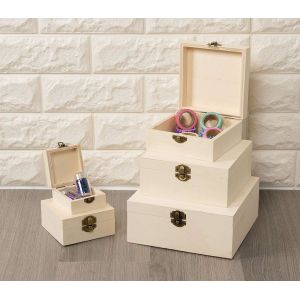 Hinged-Lid Nesting Boxes for Arts Crafts Hobbies and Home Storage Unfinished